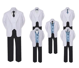 Formal Black White Suit Set Dark Gray BowTie Neck Tie Vest Boy Baby Toddler Teen - Picture 1 of 10