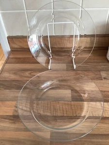 2 x Vintage Retro Duralex Clear Glass Oven Proof 9” x 1” Pie Dinner Plates - Picture 1 of 1