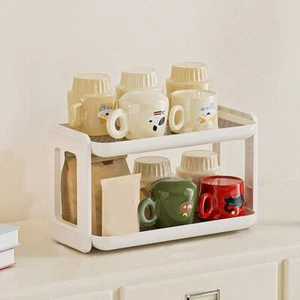 Large Capacity Cup Storage Rack Cream Style Tea Cup Holder Cabinet - Picture 1 of 18