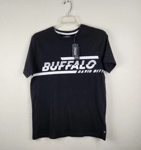 NWT Buffalo David Bitton Mens Black Crew Neck T-Shirt Cotton Stretch Size Small - Picture 1 of 7