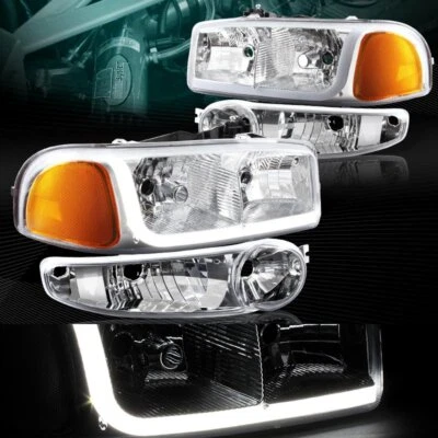 FAROS LED DRL CROMO ÁMBAR + LÁMPARA PARACHOQUES 4 PIEZAS AJUSTE 02-06 GMC SIERRA 1500 DENALI Foto 1 de 4