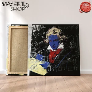 QUADRO POP ART BEETHOVEN BLUE FACE ANDY WARHOL Stampa su Tela ALTA' QUALITA' - Imagen 1 de 2
