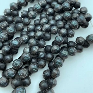 Black Matte Finish Czech Glass Mushroom Beads (8mm) (SCG104) - Picture 1 of 9