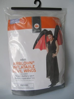 Adult Gemmy AIRBLOWN INFLATABLE DEVIL WINGS  ACCESSORY w/Fan Halloween Costume - Image 1 of 4