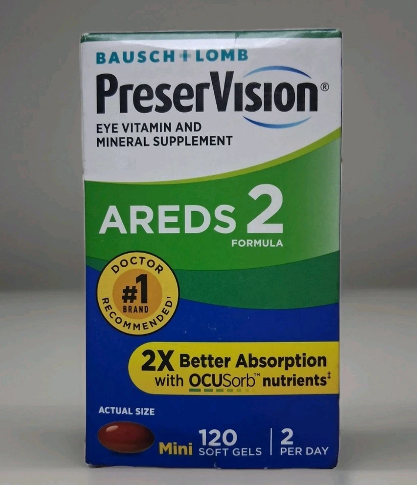 PreserVision AREDS 2 Bausch+Lomb 1 Botella 120 Mini Cápsulas Blandas Vitaminas para Ojos Ex 2/27 Foto 1 de 2