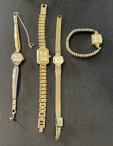 4 Ladies Gold Tone Wrist Watches Waltham Belair Vanity Fair Timex PARTS REPAIR - Picture 1 of 24