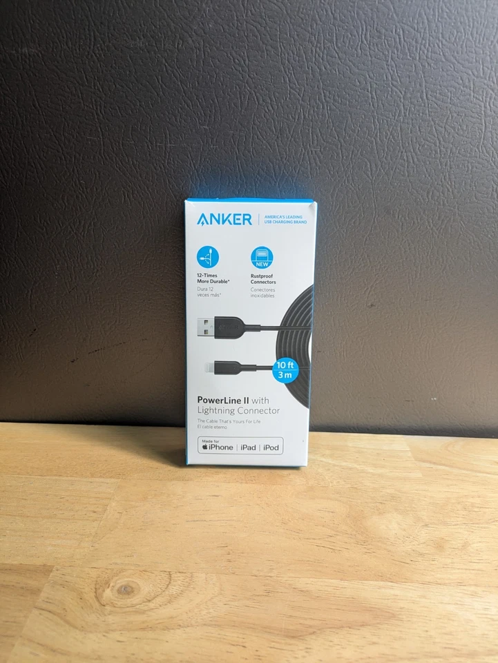 Cable de carga MFI Anker 10 pies Powerline II iPhone carga rápida 8 pines Foto 1 de 4