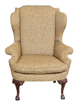 Chippendale Mahogany Wing Chair Carved Ball & Claw Feet - Image 1 of 4