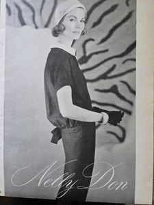 Vestido Nelly Don 1958 para mujer cuello blanco anuncio de moda vintage - Imagen 1 de 1