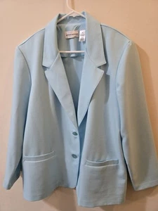 ALFRED DUNNER TÜRKIS DAMEN BLAZER JACKE GR 18 100% POLYESTER 2 KNÖPFE - Bild 1 von 3