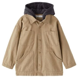 Zara Boys Size 10 Chore Jacket Hooded Taupe Brown Lightweight neutral - Picture 1 of 7