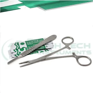 OLSEN HEGAR NADELHALTER 5,5" + SKALPELLGRIFF #4 GRADUIERT + 10 KLINGEN #20 - Bild 1 von 3