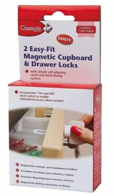 2x MAGNETIC DRAWER KITCHEN CABINET CUPBOARD LOCK & KEY CHILD BABY TODDLER SAFETY - Image 1 of 2