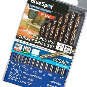 5% Cobalt HSS Drill Bit Set. 13 Metric Cobalt Bits in sizes 1.5mm to 6.5mm