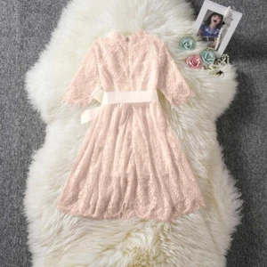 Girls Beige Lace Holiday Dress Christmas Thanksgiving - Picture 1 of 2