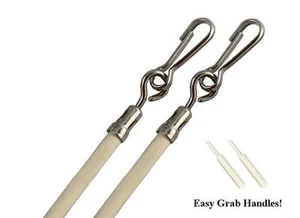 29" Vinyl Coated STEEL DRAPERY BATON Wand ~ Stainless Steel Hook (Almond)(2pk) - Picture 1 of 1