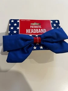 NWT 4th of July Patriotic Soft Headband Wrap Bow Red White Blue Stripes Cute - Picture 1 of 5