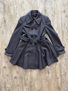 Victoria’s Secret Black Flared Wool Blend Peacoat Size 2 - Picture 1 of 6