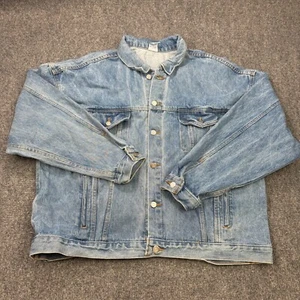 Vintage Denim Jacket Mens XXL Blue Trucker Dupont Embossed Letters Made in USA - Picture 1 of 21