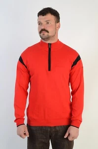 Suéter Jersey Burberry Vintage Para Hombre Rojo Algodón Cuello Cremallera Talla S Hecho en Portugal - Imagen 1 de 12