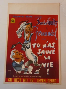 Tu m'as sauve la vie Fernandel Sacha Guitry affiche cinema originale 1950 - Photo 1/1