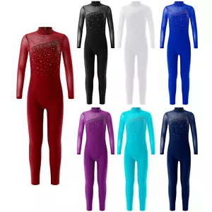 Girls Skating Jumpsuit Gymnastics Leotard Unitard Full Body Dancewear Costume - Picture 1 of 73