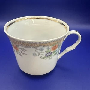 Taza de té de repuesto Favolina Karolina FAV58 de colección blanco naranja dorado borde difícil de encontrar - Imagen 1 de 6
