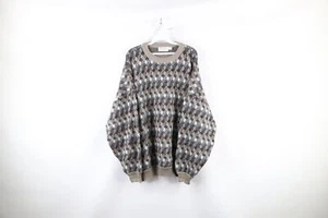 Vintage 90s St Croix Knits Mens XL Rainbow Diamond Wool Blend Knit Sweater USA - Picture 1 of 7