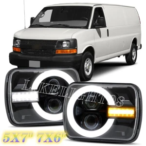 Pair 7x6" 5x7 LED Headlights For Chevy Express Cargo Van 1500 2500 3500 Truck - Bild 1 von 13