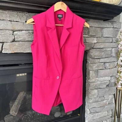 inc international concepts Chaleco Pequeño Rosa Un Botón Hombros Acolchados Top Foto 1 de 4