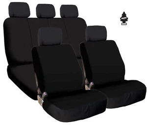 Black Cloth Car Seat Covers Set – Universal Fit Support Split Bench For BMW - Picture 1 of 13