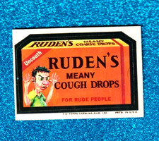 1974 Wacky Packages Original 10th Series *RUDEN'S COUGH DROPS* Sticker Card.