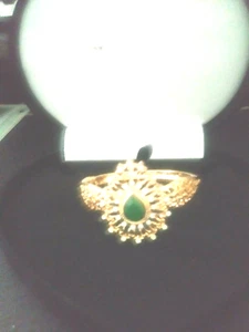 FANCY FILIGREE EMERALD LCS DIAMOND BANGLE BRACELET SZ 6 IN - 7 IN + BONUS! - Picture 1 of 1