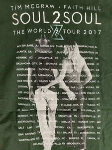 Tim McGraw And Faith Hill Soul 2 Soul Concert Tshirt Green XL - Picture 1 of 8