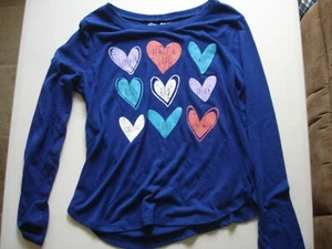 EUC Mudd athletic long sleeve blue shirt girls 12 Peace Love Dream hearts Sweet - Picture 1 of 4