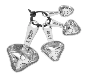 YBOT silver 4 pc Mushroom nesting Measuring spoon set Ganz housewarming er74576 - Picture 1 of 3
