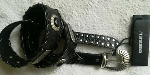 Diesel Belt,Size 95 cm,Black,Genuine Leather,Studded,Made in Italy,Women's - Picture 1 of 10