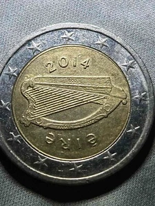 2014 Ireland €2 Euro Coin – Circulated – Possible Rim Variety / Die Crack - Picture 1 of 4