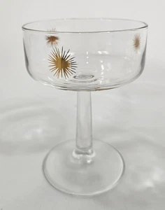 Bicchiere Coupe Vintage Oro Atomic Starburst Quadrato Champagne Stelo Cocktail 4,5" - Foto 1 di 2