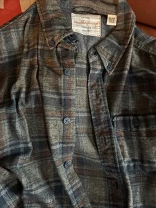 Original Weatherproof Vintage Brown Orange Navy Plaid Long Sleeve Shirt Mens XL - Picture 1 of 7