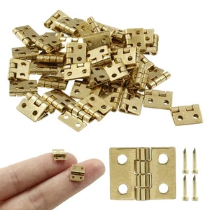 50 Pcs Small Pure Copper Brass Hinges Tiny Butt Hinges for Cabinet Wooden Box - Picture 1 of 5
