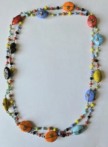 Art Deco Harlekin lange Glasperlenkette  - Bild 1 von 3