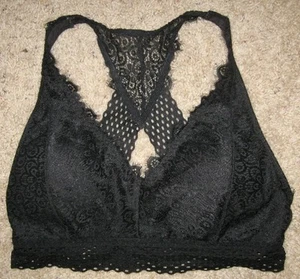 MAURICES Lace Stretch Racerback Black Bralette Padded; Pullover; Size Large - Picture 1 of 7