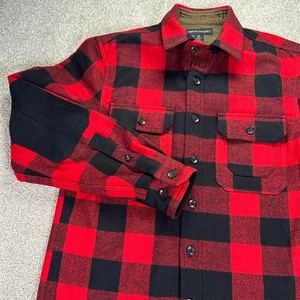 Banana Republic Herren rot Büffel kariert Wollmischung Hemd Jacke Ellenbogen Patches XS - Bild 1 von 13