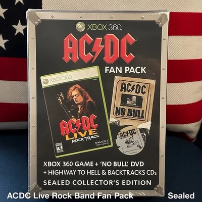 AC/DC Fan Pack Xbox 360 – Rockband Track Pack + No Bull DVD + T-Shirt – Sealed - Image 1 of 4