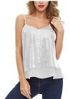 Womens Glitters Sequins Sleeveless Cami Vest Casual Tank Tops Camisole T-Shirt