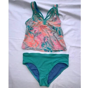 Gerry Girls Tankini Swimsuit Set Floral Print Criss Cross Back L 14/16 - Picture 1 of 4