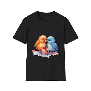 Love Birds Unisex T-Shirt, süßes Tier Tee, Valentinstag Geschenk, Softstyle Shirt, - Bild 1 von 23