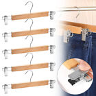 5/10Pcs Wooden Skirt Trouser Hangers Non-Slip Rotated Hooks And Adjustable Clip