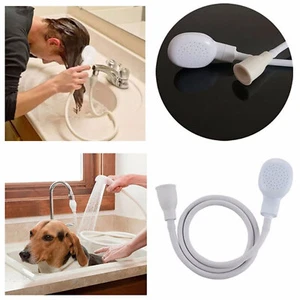1/2/3m Push-On Spray Shower Head Bath Sink Tap Attachment Hose Soft Tube Pet Kid - Picture 1 of 16